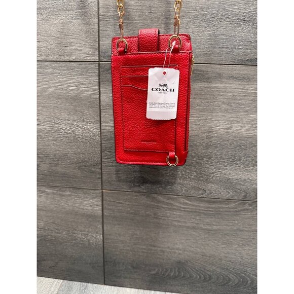 COACH Signature leather crossbody phone Red bag chain - Picture 3 of 13
